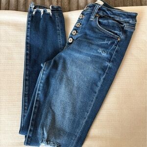 Kancan Button Up Distressed Blue Skinny Jeans 11/29